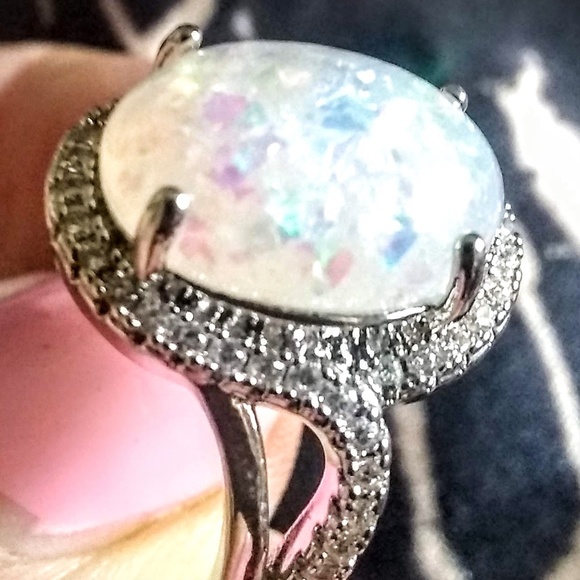 NEW Art Nouveau Style Opal 925 Silver Ring 🌹 - Picture 4 of 5